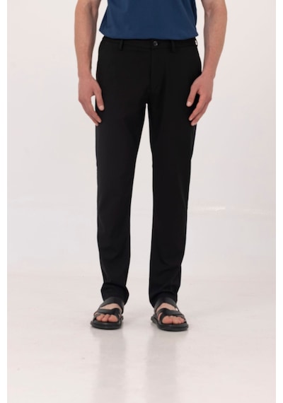 Sabri Özel Siyah Yanı Lastikli Köprülü Kemerli Slim Fit Jogger Pantolon