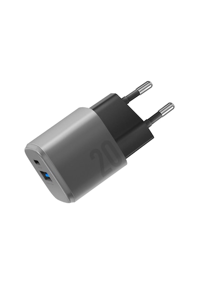 Ampcharge Gan20 20w Type-c Ve 18w Usb 3.0 Çıkışlı Hızlı Şarj Aleti - Koyu Gri