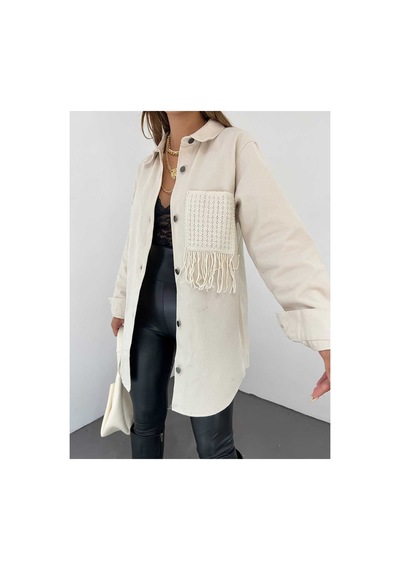 Unika Boutique Gabardin Püskül Detaylı Ceket Bej