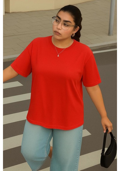 Büyük Beden Unisex Tişört Kırmızı