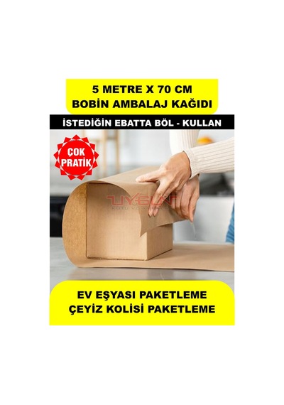 70 Cm X 5 Metre Bobin Rulo Kraft Rengi Ambalaj Kağıdı, Ev Eşyası, Çeyiz, Hediye, Ürün Paketleme