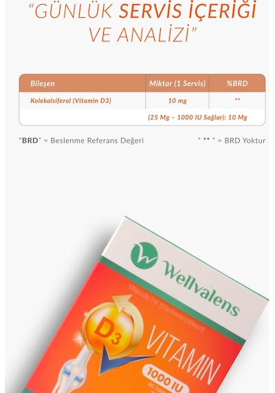 Wellvalens D3 Vitamini 1000 Iu Günlük D Vitamini Takviyesi 90 Tablet