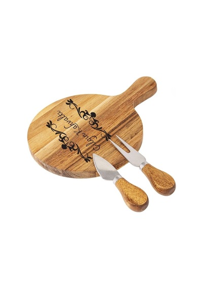 Kişiye Özel Akasya Ağacı Sunumluk Seti 25x17 Cm İsim Yazılı Ahşap Peynir & Meze Sunum Tahtası Kahverengi
