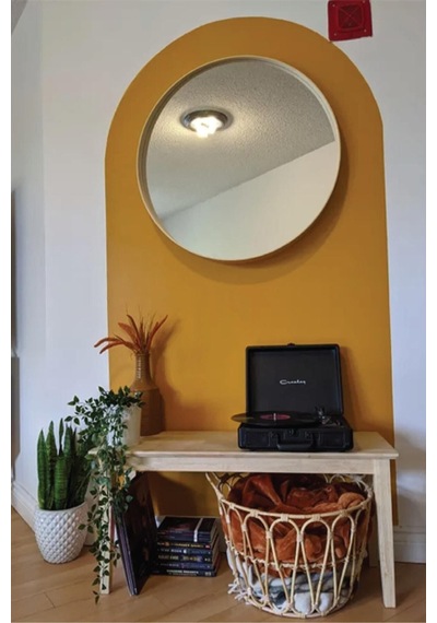 Kendiliğinden Yapışkanlı Kumaş Kanvas Dokulu Duvar Kağıdı Sarı Renk Boho Bohem Tarz Oval Renkli