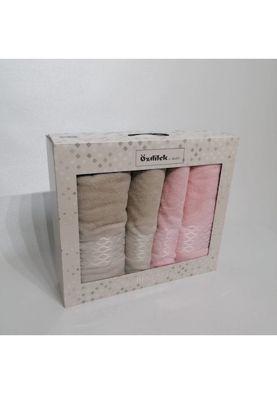 Özdilek Elissa Best Set Hamam Takımı (Banyo Seti) Pudra - Taş Pudra