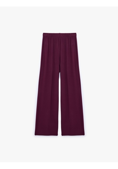 Koton Beli Lastikli Bol Paça Viskon Pijama Altı Bordo 7wlk40078mk