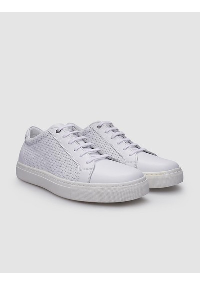 %100 Hakiki Deri Beyaz Bağcıklı Desenli Erkek Sneaker-beyaz Beyaz %100 Hakiki Deri Beyaz Bağcıklı Desenli Erkek Sneaker-beyaz Beyaz