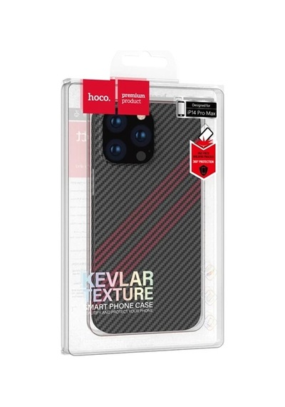 Hoco Apple iPhone Uyumlu iPhone 14 Pro 6.1 Kılıf Kevlar Texture Darbe Emici Telefon Kılıfı- 5775 Siyah