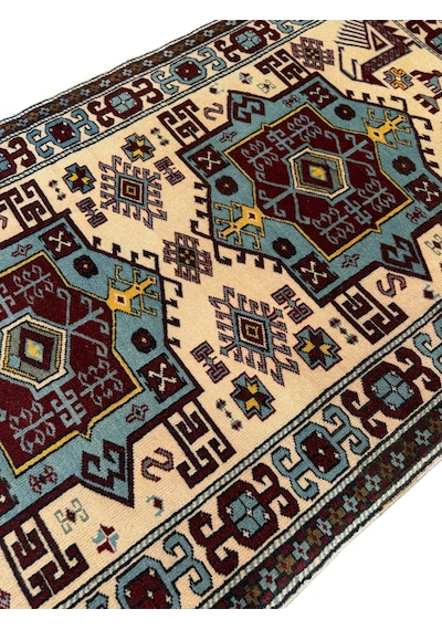 El Dokuma Sıfır Sındırgı Halısı 110x200 Turkuaz Kırmızı Kök Boya
