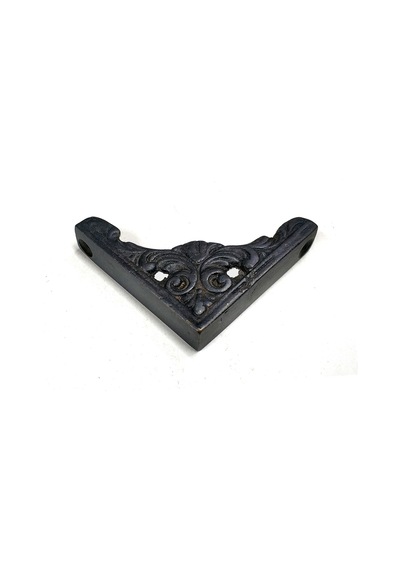 Antika Tarz Dekoratif Pirinç Köşe Süsü - 58x58 Mm, Oksit ANTİK