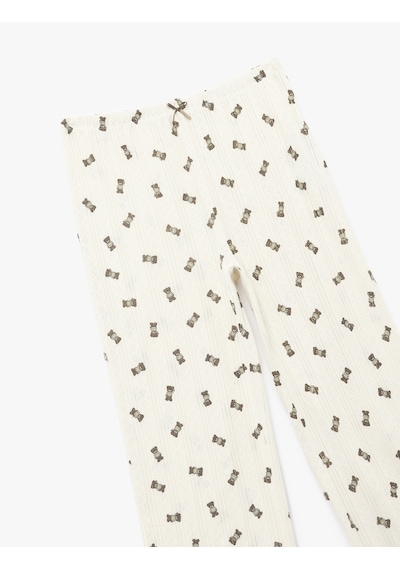 Koton Pamuklu Rahat Kalıp Ayıcık Baskılı Pijama Altı Ekru Desenli 7wlk40050mk