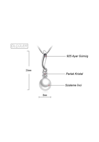 Kolye 925 Ayar Gümüş İnci Kadın Zarif Günlük Ve Özel Gün Kullanım Takı Model Diğer