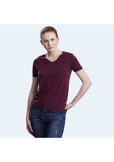 Slazenger PERICAS Kadın V Yaka Mürdüm Tişört