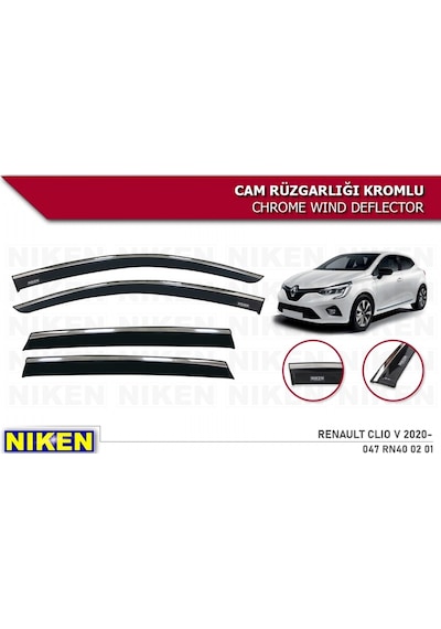 Niken Renault Clio 5 2020+ Kromlu Cam Rüzgarlığı 4 lü