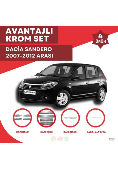 Dacia Sandero Avantajlı Krom Set 2007-2012 Arası -4ürün- Paslanma