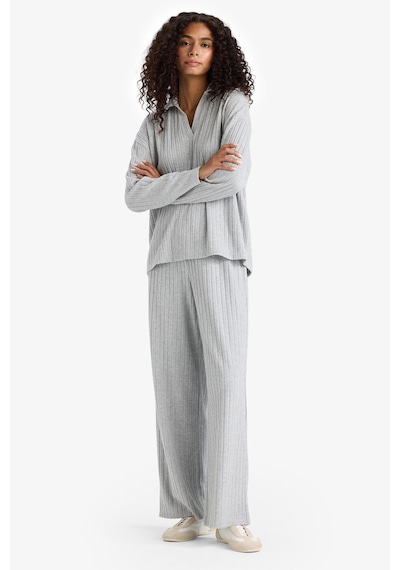 Defacto Wide Leg Fitilli Kaşkorse Beli Lastikli Pantolon F1012ax25augr210 Gri-gr210