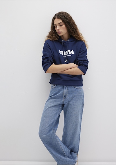 Mavi - Mavi Logo Baskılı Kapüşonlu Lacivert Sweatshirt 168334-70488 Lacivert