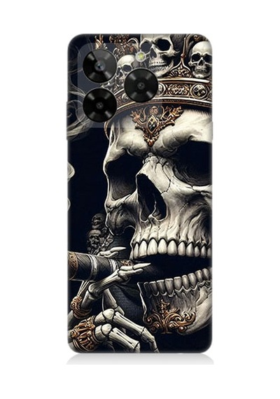 General Mobile Era 50 Uyumlu Taçlı Kafatası Desenli Silikon Kılıf Çok Renkli