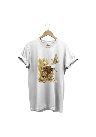 Hunter Avcılık Çulluk Avcılığı Vahşi Yaşam Baskılı Regular Fit %100 Pamuk Beyaz T-shirt Beyaz