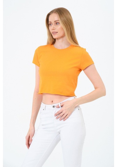Kadın Kısa Kollu Oversize Crop Sari