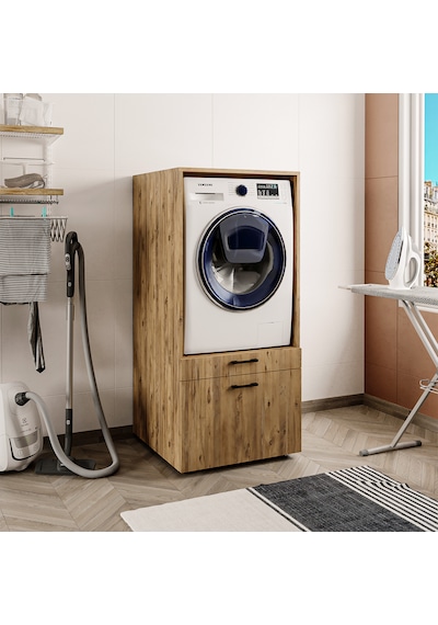 2 Çekmeceli Çamaşır Ve Kurutma Makinesi Dolabı, Banyo Dolabı Atl Atlantik Çam 2 Çekmeceli Çamaşır Ve Kurutma Makinesi Dolabı, Banyo Dolabı Atl Atlantik Çam