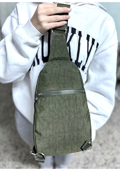 Su Geçirmez Kumaş Haki Unisex Body Bag Çapraz Omuz Çantası Haki