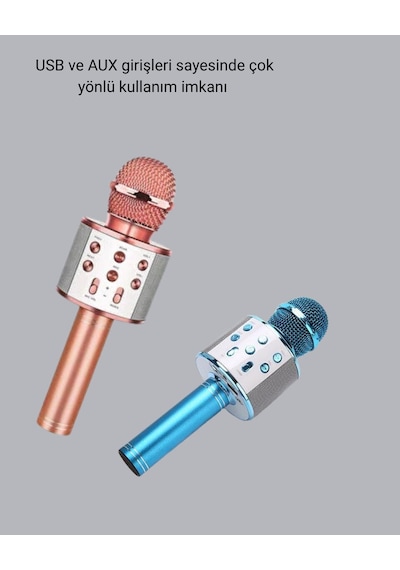 Taşınabilir Karaoke Mikrofon Bluetooth Usb Ve Aux Girişli