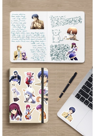 Angel Beats Anime Sticker Paketi 20 Adet Çok Renkli