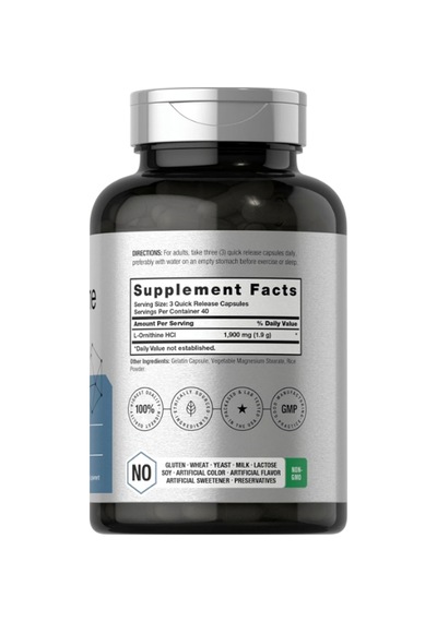 Horbäach L Ornithine Hcl 1900mg 120 Quick Release Capsul.ma...