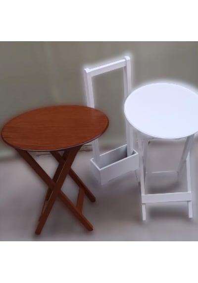 Çanta Zigon Sehpa Oval Model İkili Takım Ahşap Mdf Ceviz Ve Beyaz Renk Uyumu El Yapımı