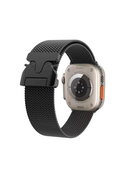 Apple Uyumlu Watch  10 42mm Mkst Krd-25 Metal Hasır Kordon-siyah