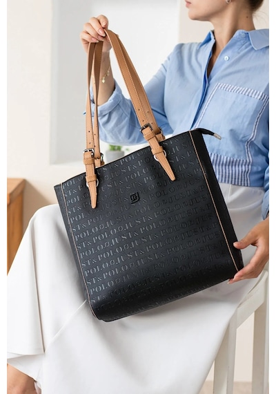Just Polo Kadın Taş Büyük Boy El Çantası 31 X 32 Cm Siyah - Camel