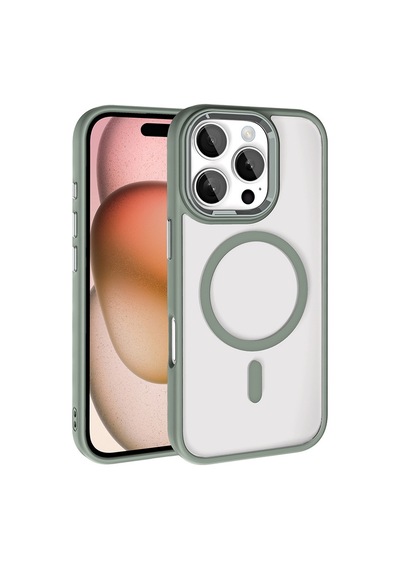 Apple iPhone Uyumlu 16 Pro Max Kılıf Magsafe Şeffaf Arka Yüz Kamera Yükseltili Silikon Pazarplus Titanyum-Gri