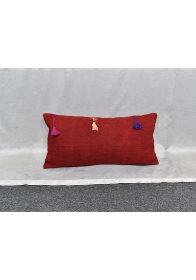 Zehra Abla Halı Yeni El Dokuma Dekoratif Lumbar Kilim Kırlent Yastık Kılıfı 6651 Çok Renkli
