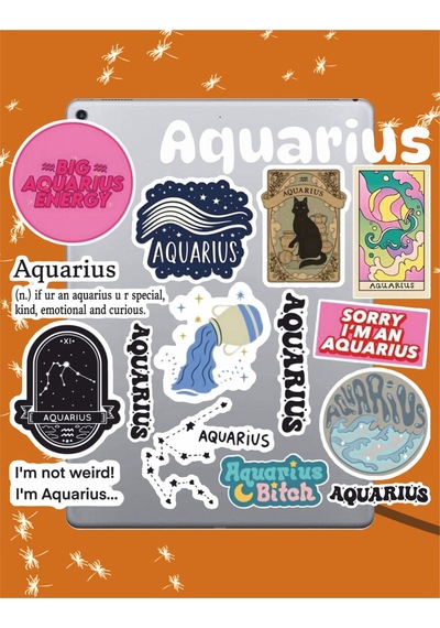 Aquarius Sticker Seti Laptop Ajanda Notebook Tablet Telefon Defter Etiket Bullet Journal Diğer