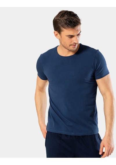 Cacharel Erkek Bisiklet Yaka Likralı T-shirt 1331/indigo 001