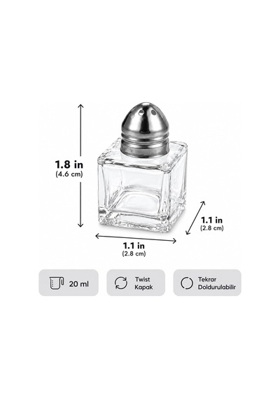 Mini Cam Tuzluk Biberlik Seti Kare Baharatlık Paslanmaz Çelik Kapaklı Şeffaf Cam Sofra Tuzluk Baharat Kabı Modern Dekoratif Tuzluk Biberlik Takımı 4 Çok Renkli
