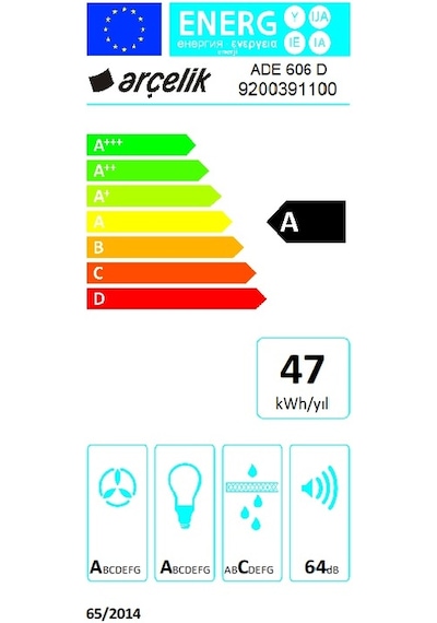 Arçelik ADE 606 D Duvar Tipi 60 CM Davlumbaz