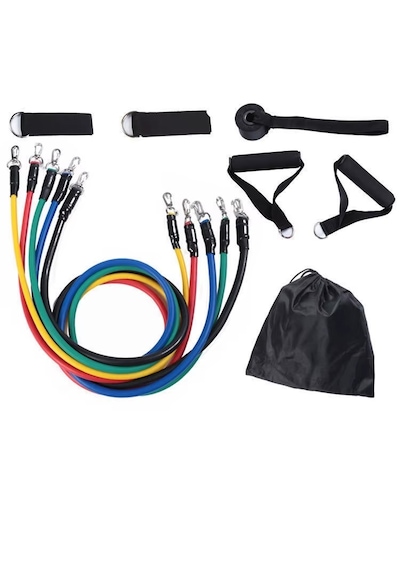 5'li Set 11 Parça Direnç Lastiği Taşıma Çantalı 4,5 Kg - 45 Kg Ayarlayabilir Zorluk Çok Renkli