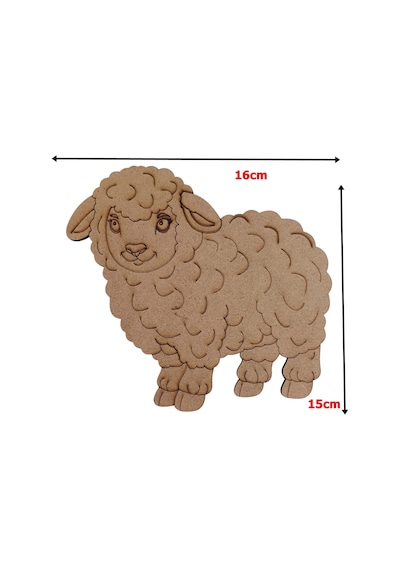 Boyanabilir Ahşap Koyun Figürü 16x15 Cm 10 Ade T