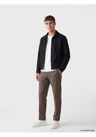 Lcw Vision Siyah Loose Fit Süet Görünümlü Erkek Ceket