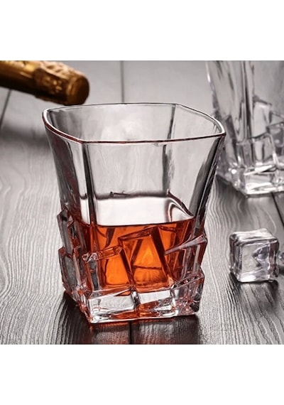 2 Adet Premium Kristal Kesim Viski Bardağı - 300 Ml El Yapımı Bourbon Ve Kokteyl Kadehi Şeffaf