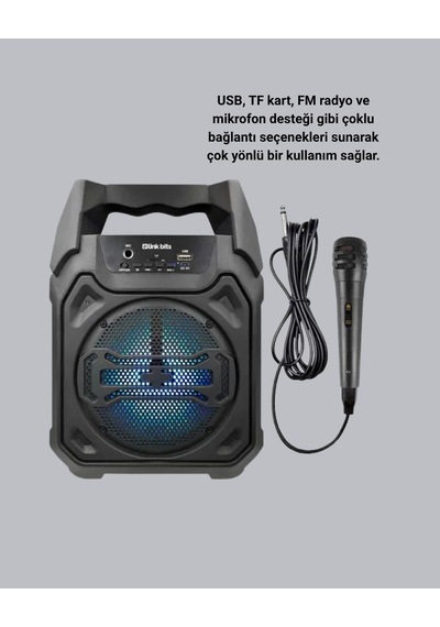Mikrofonlu Bluetooth Ses Sistemli Usb, Micro Sd, Fm Ve Uzun Pil Ömrü
