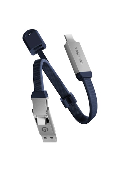 Energea Sheath Key 15cm 60w 2in1 Type-c To Type-c Ve Usb-a Hızlı Şarj Kablo - Mavi