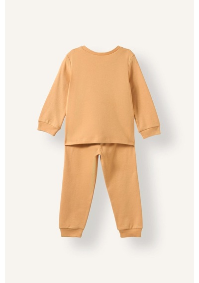 Defacto %100 Pamuk Baskılı Sweatshirt Üst Lastikli Paça Alt 2li Pijama Takımı Erkek Bebek I1437a526auog615 Turuncu-og615