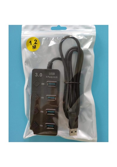 Onezero 1215 Bağımsız Şalterli 4 Portlu Güç Beslemeli Usb Hub Çoklayıcı 1x Usb 3.0 + 3x Usb 2.0 1.2 Metre Kablolu Masaüstü Dağıtıcı