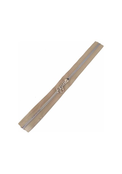 Angel Çanta Aksesuar Başlıklı Fermuar 30 Cm Gümüş Metal Bej