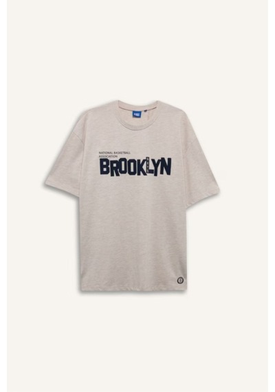 Defacto Nba Brooklyn Nets Kısa Kollu Tişört G0916ax26smbg277 Bej-bg277