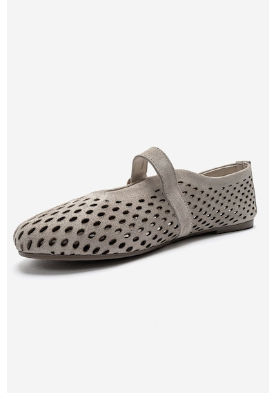 Luvishoes Luvi Shoes Arian Bej Süet Hakiki Der Delikli Kadın Babet Ayakkabı Bej Süet