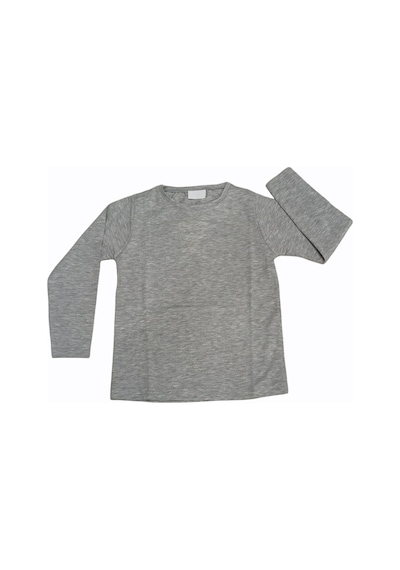 Özdemirli Bebe Basic Düz Bisiklet Yaka Uzun Kollu Likralı Badi Sweat T-shirt Gri